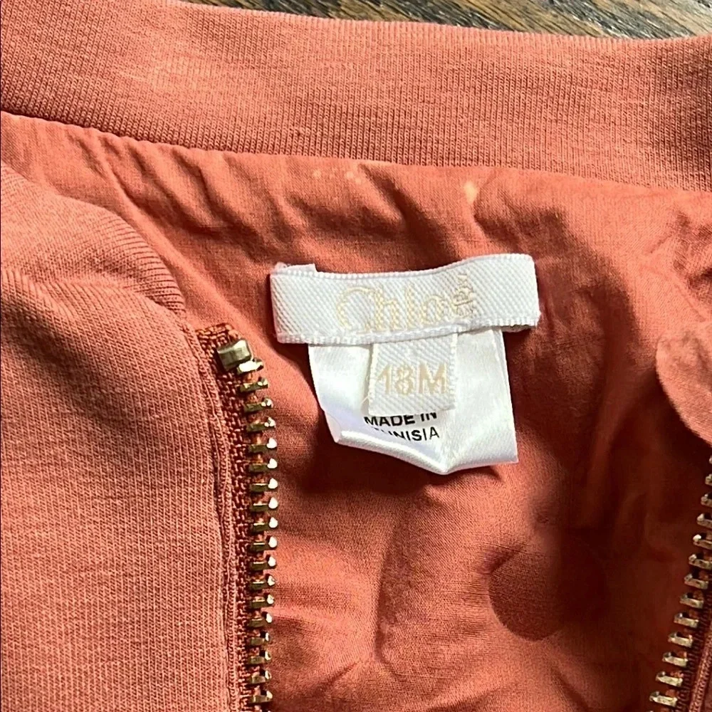 Chloe sequin logo Soft Pink Jacket with Zipper and Ribbed Cuffs 18 months baby